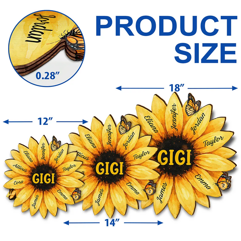 Gift For Mother,Gift For Grandma,Happy - Sunflower Mom Grandma Sign - Personalized Custom Shaped Wood Sign