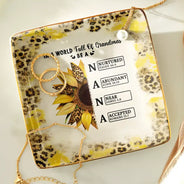 Gift For Yourself, Gift For Women, Gift For Grandma, Love - Sunflower Title World Full Of Grandmas - Personalized Ring Dish