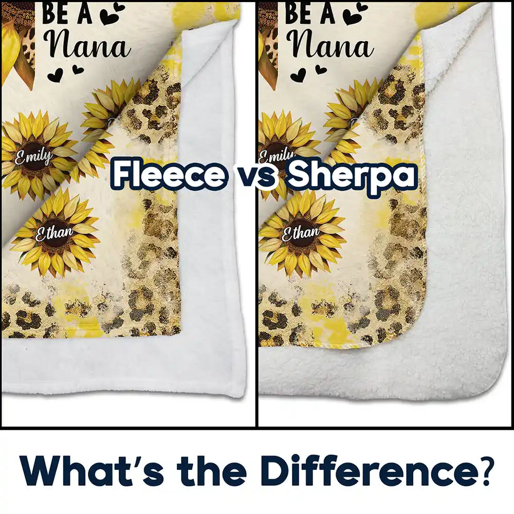 Gift For Women, Gift For Grandma, Love - Sunflower World Full Of Grandmas - Personalized Fleece Blanket, Sherpa Blanket