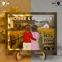 Gift For Mother,Mom - Daughters (Adult),Love - Sunflowers Mother Daughter A Bond That Can't Be Broken - Personalized LED Light Wooden Plaque