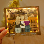 Gift For Mother,Mom - Daughters (Adult),Love - Sunflowers Mother Daughter A Bond That Can't Be Broken - Personalized LED Light Wooden Plaque