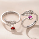Memorial,Pet Lovers,Pet Mom - Sweetest Hello Hardest Goodbye - Personalized Wing And Heart Birthstone Ring