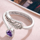 Memorial,Pet Lovers,Pet Mom - Sweetest Hello Hardest Goodbye - Personalized Wing And Heart Birthstone Ring