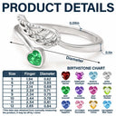 Memorial,Pet Lovers,Pet Mom - Sweetest Hello Hardest Goodbye - Personalized Wing And Heart Birthstone Ring