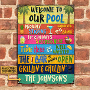 Swimming Pool Bar Grilling Welcome To Custom Classic Metal Signs