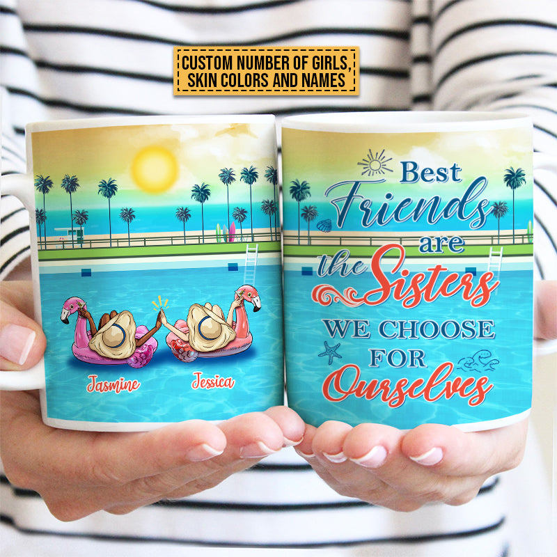 Swimming Pool Flamingo Bestie Choose For Ourselves Custom Mug, Bestie, Best Friend Gift
