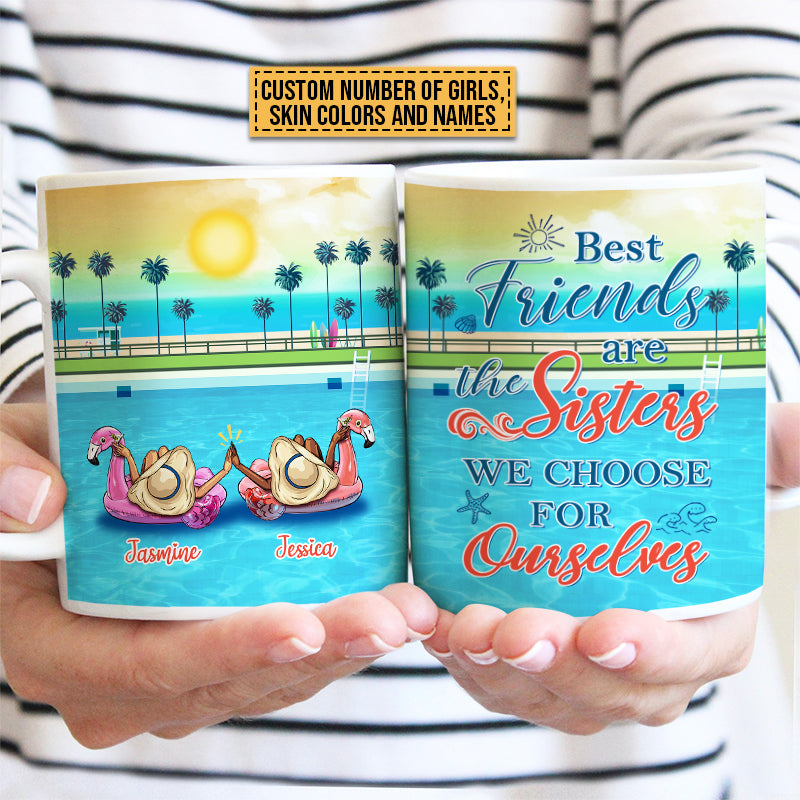 Swimming Pool Flamingo Bestie Choose For Ourselves Custom Mug, Bestie, Best Friend Gift