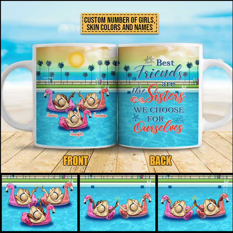 Swimming Pool Flamingo Bestie Choose For Ourselves Custom Mug, Bestie, Best Friend Gift