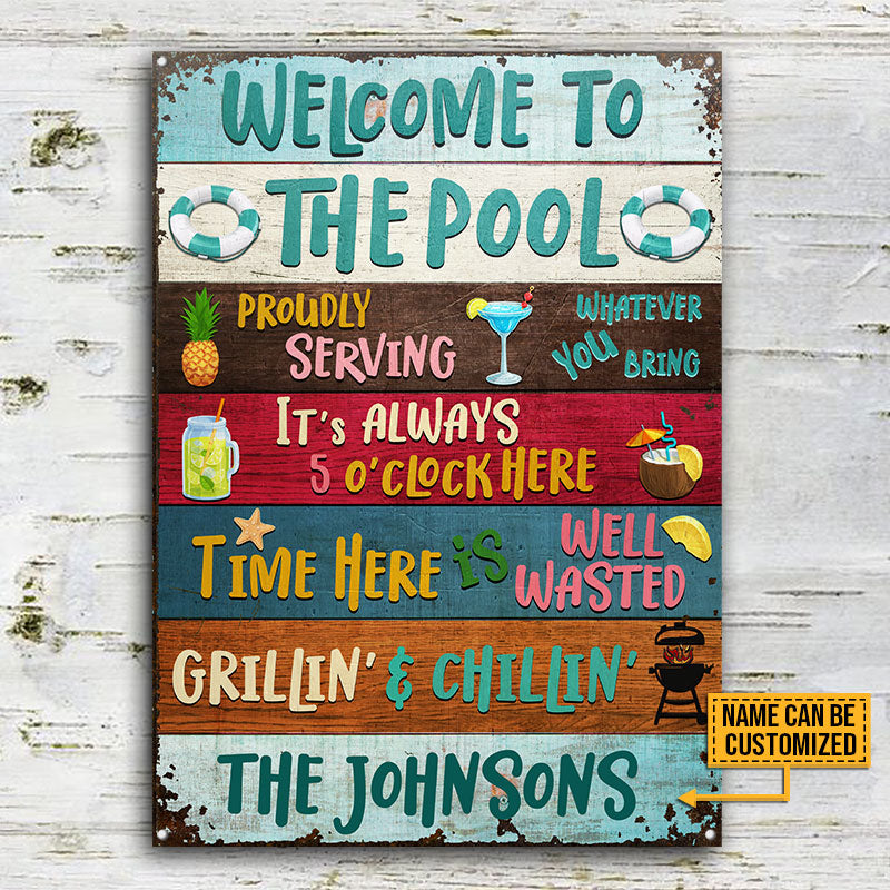 Swimming Pool Proudly Serving Grillin' Custom Classic Metal Signs