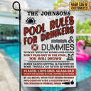 Swimming Pool Rules For Drinkers And Dummies Custom Flag, Funny Pool Decor