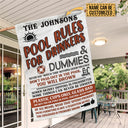 Swimming Pool Rules For Drinkers And Dummies Custom Flag, Funny Pool Decor