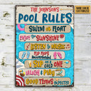 Swimming Pool Rules Sip On Cold One Custom Classic Metal Signs, Pool Decor