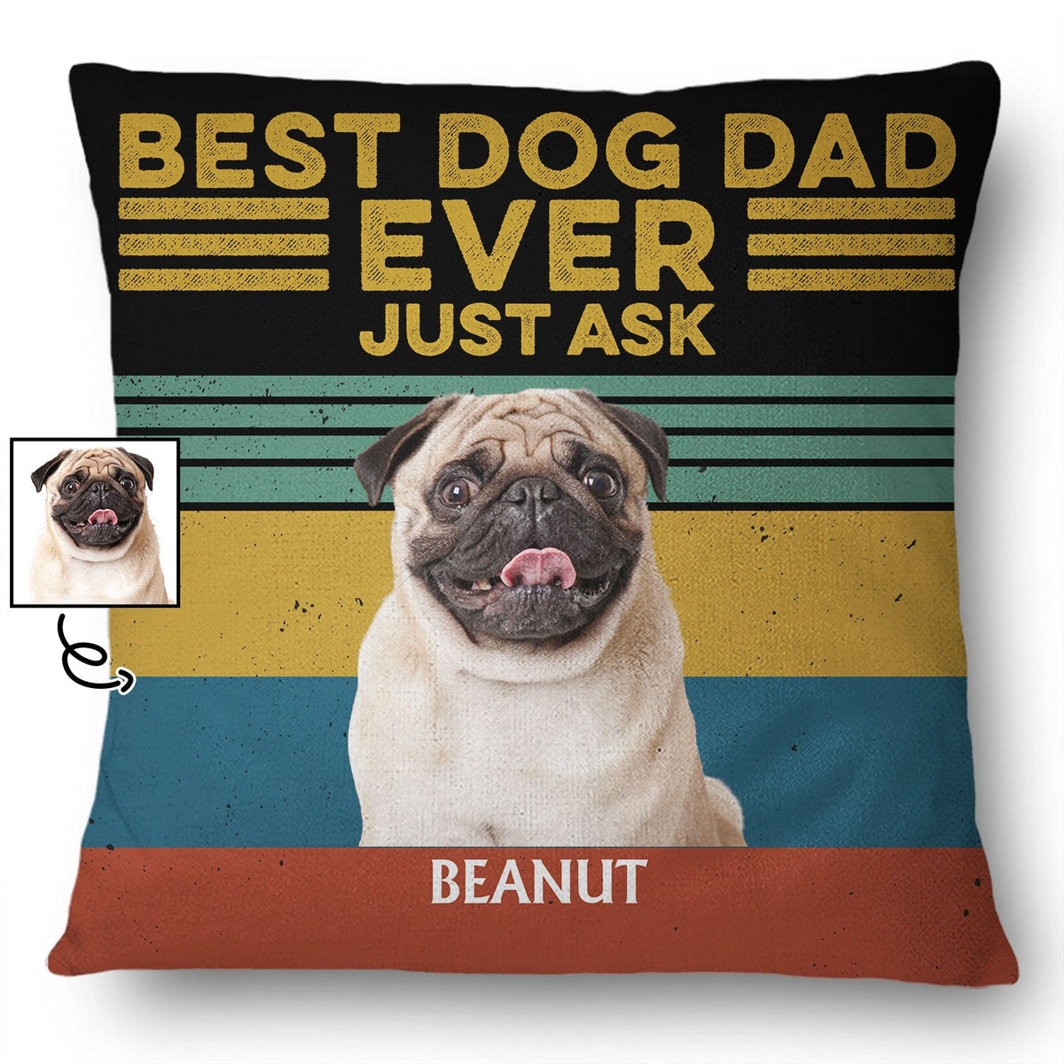 Custom Photo Best Dog Dad Mom Ever Just Ask - Gift For Dog Lovers - Personalized Custom Pillow