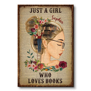 Juste une fille qui aime lire des livres - Cadeau personnalisé pour les amoureux des livres - Affiche personnalisée