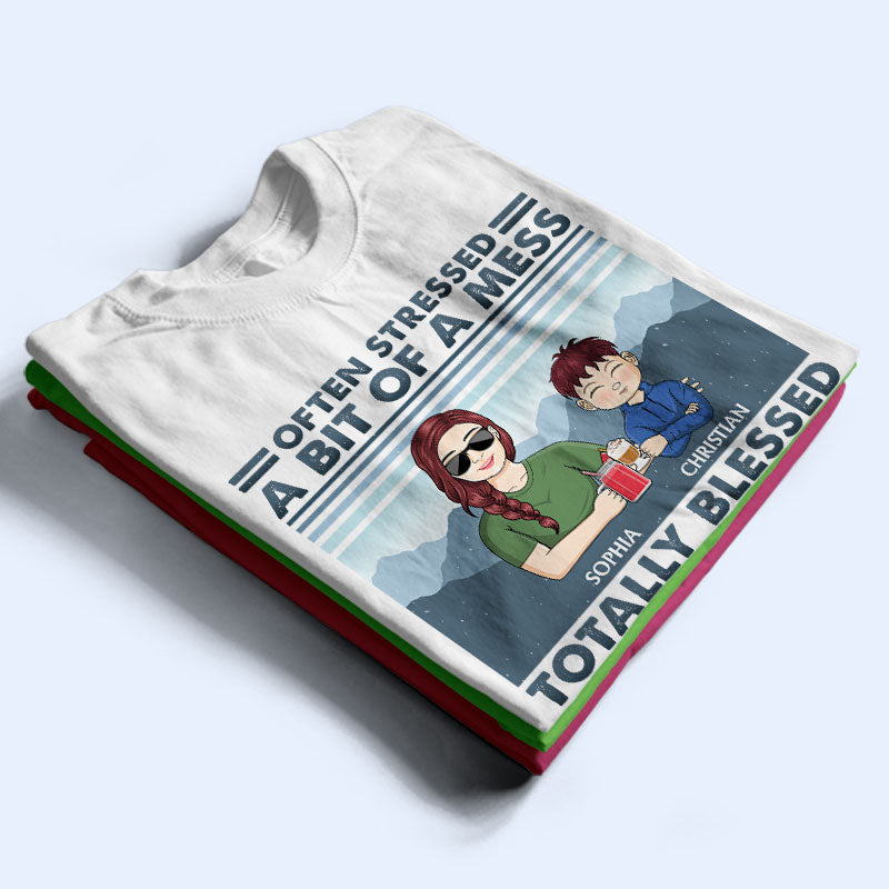 Mother Often Stressed A Bit Of A Mess Young - Christmas Gift For Mother - Personalized Custom T Shirt