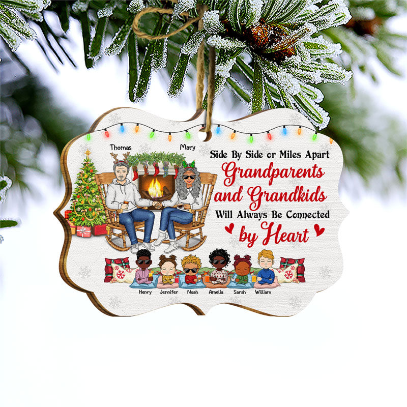 Famille, grands-parents et petits-enfants seront toujours liés par le cœur - Cadeau de Noël pour parents et grands-parents - Décoration en bois personnalisée