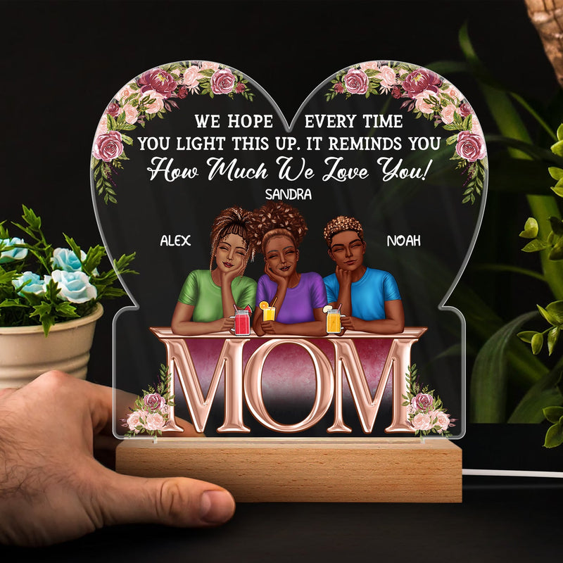 It Reminds You How Much We Love You - Birthday, Loving Gift For Mom, Mother, Grandma, Grandmother - Personalized Custom 3D Led Light Wooden Base