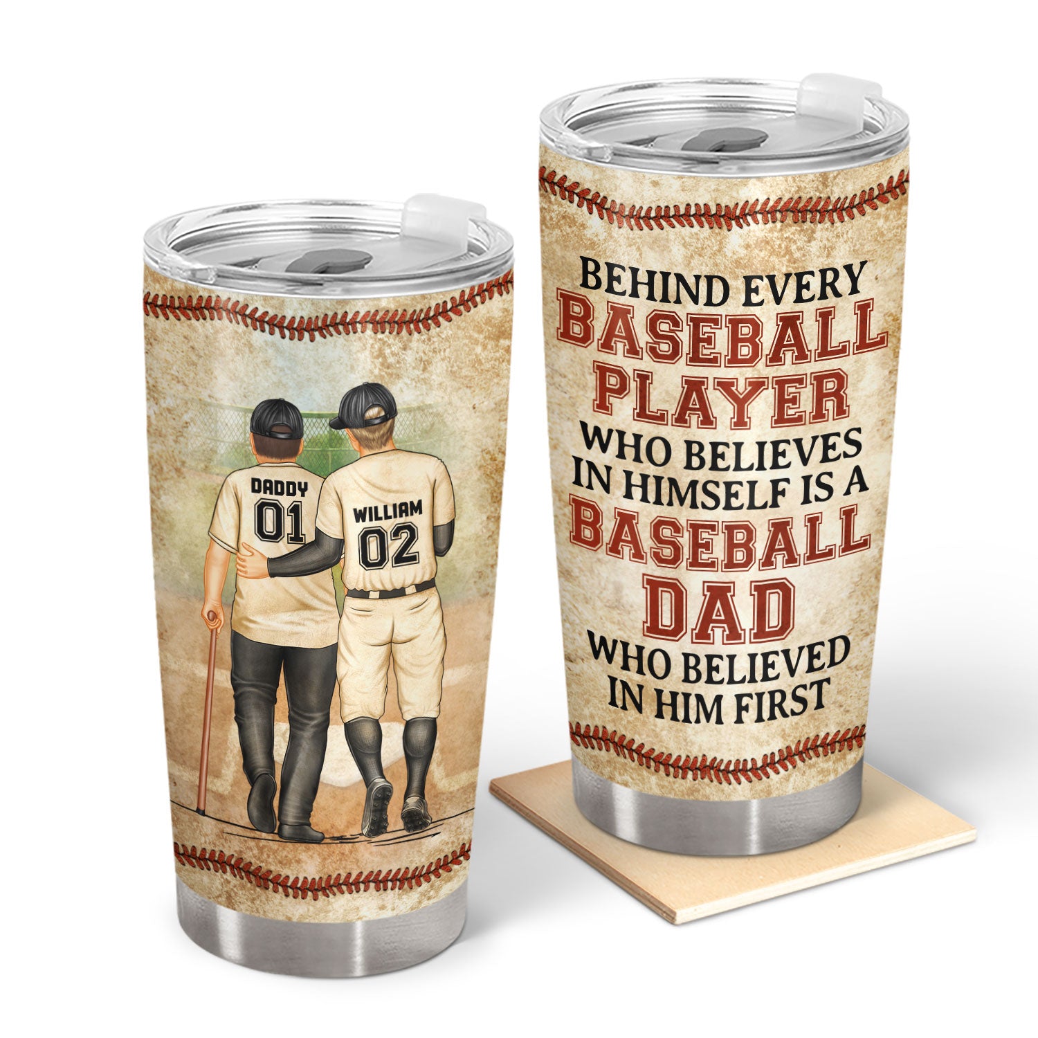 Behind Every Baseball Player - Birthday Gift For Sport Fan, Father, Grandpa - Personalized Custom Tumbler