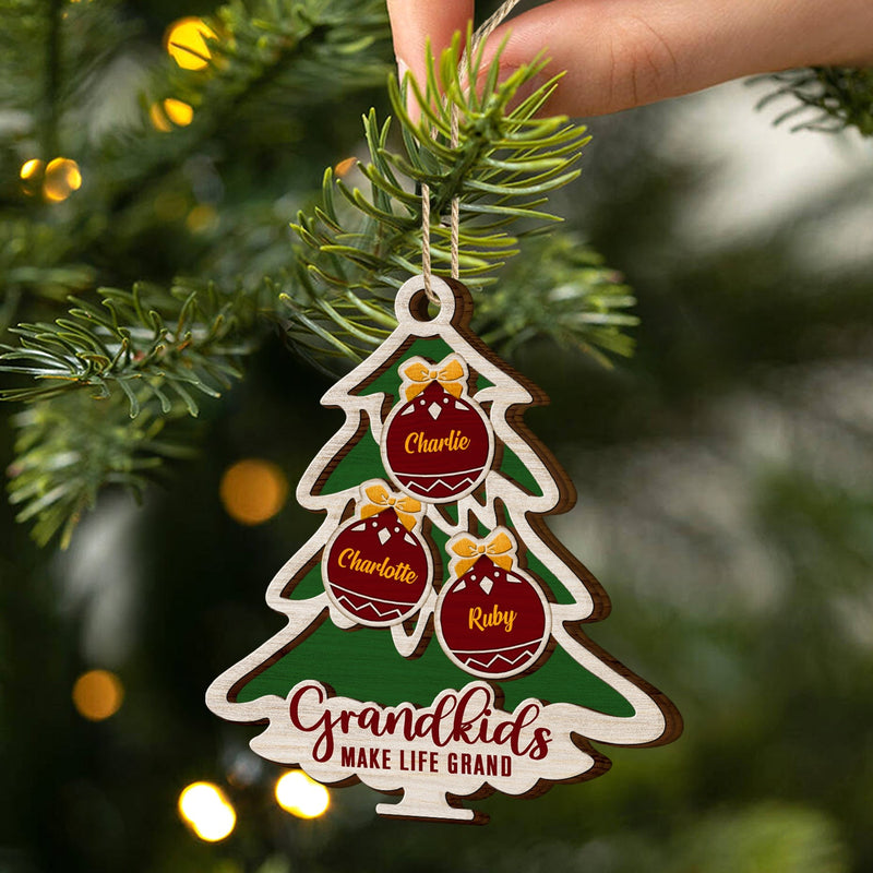 L'amour grandit ici en forme d'arbre - Cadeau de Noël pour la famille, les parents et les grands-parents - Décoration en bois personnalisée à 2 couches