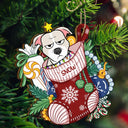 Dogs In Stocking Xmas Pattern - Christmas Gift For Dog Lovers - Personalized Wooden Cutout Ornament
