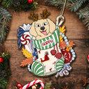 Dogs In Stocking Xmas Pattern - Christmas Gift For Dog Lovers - Personalized Wooden Cutout Ornament