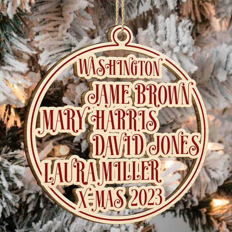 Boule de Noël personnalisée pour membres de la famille et amis - Cadeau de Noël pour parents, grands-parents et amis - Décoration en bois découpée personnalisée