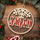 Boule de Noël personnalisée pour membres de la famille et amis - Cadeau de Noël pour parents, grands-parents et amis - Décoration en bois découpée personnalisée