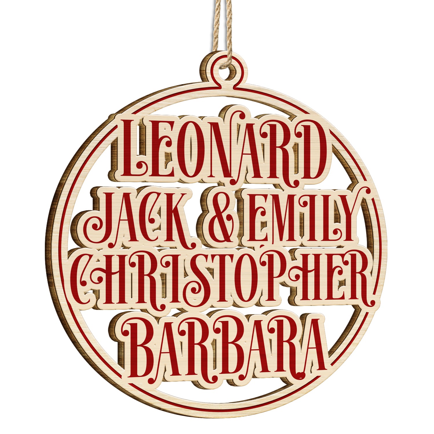 Christmas Bauble Family Members And Friends Custom Name - Xmas Gift For Parents, Grandparents, Besties - Personalized Wooden Cutout Ornament