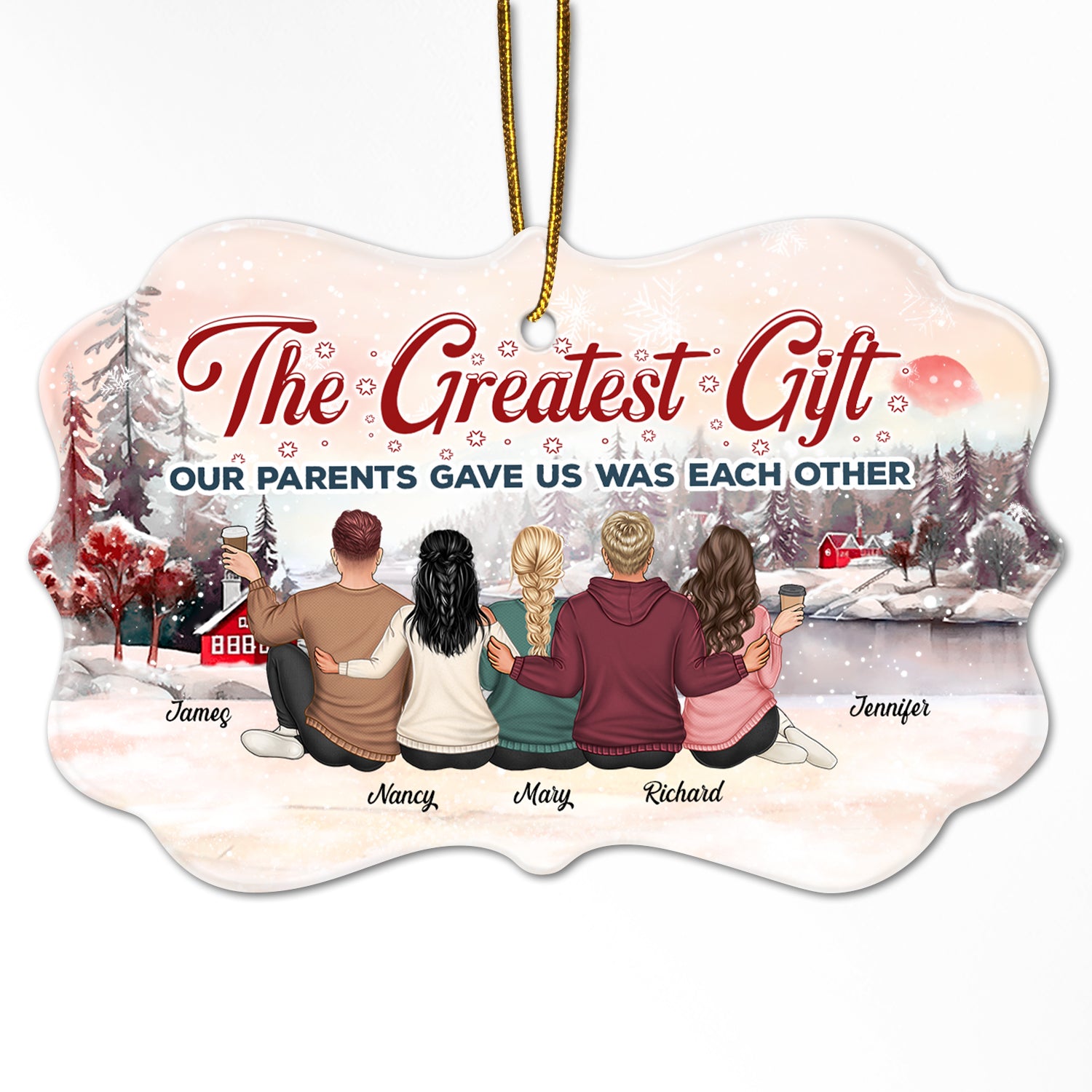 The Greatest Gift Our Parents Gave Us Was Each Other - Christmas Gift For Sibling, Sister, Brother - Personalized Medallion Ceramic Ornament