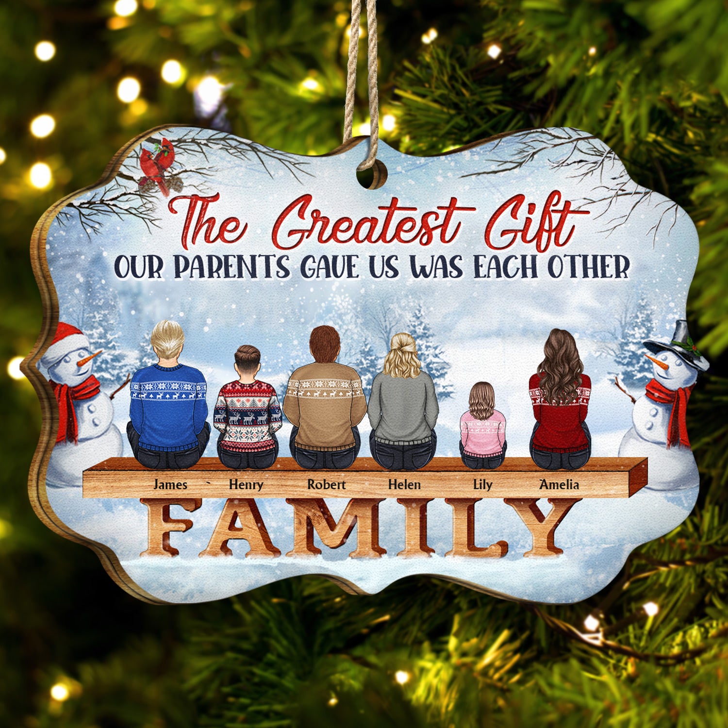 All Family The Greatest Gift Our Parents Gave Us Was Each Other - Christmas Memorial Gift For Siblings, Parents - Personalized Medallion Wooden Ornament