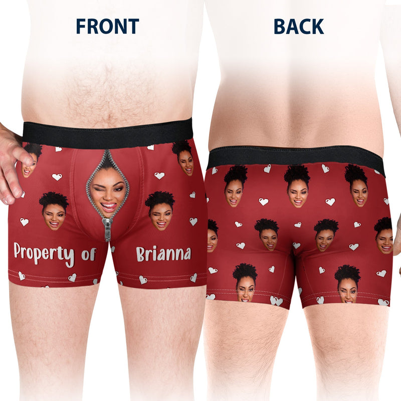 Custom Photo Property Of - Anniversary, Funny Gift For Spouse, Husband, Wife - Personalized Couple Matching Underwear Briefs