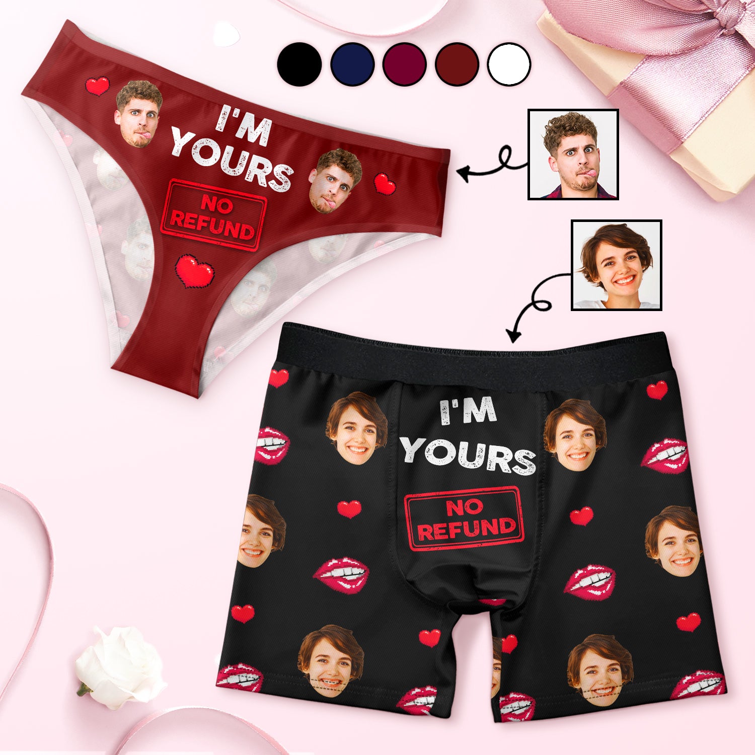 Matching Underwear for Couples Husband and Wife Gifts Funny Valentines Day,  His and Hers Undies Set : Handmade Products 