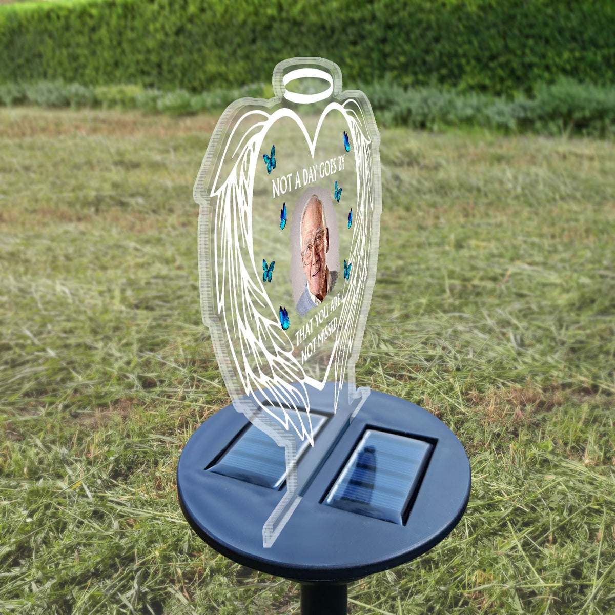 Custom Photo Not A Day Goes By That You Are Not Missed - Memorial Gift For Family, Friends, Siblings - Personalized Solar Light