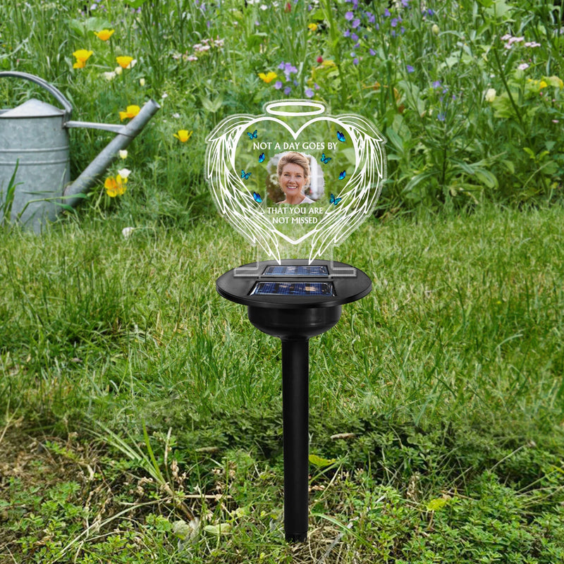 Custom Photo Not A Day Goes By That You Are Not Missed - Memorial Gift For Family, Friends, Siblings - Personalized Solar Light