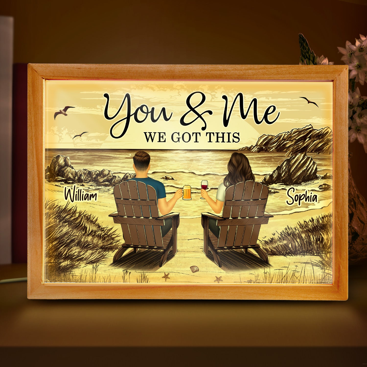 You & Me We Got This - Anniversary Gift For Spouse, Lover, Couple - Personalized Picture Frame Light Box