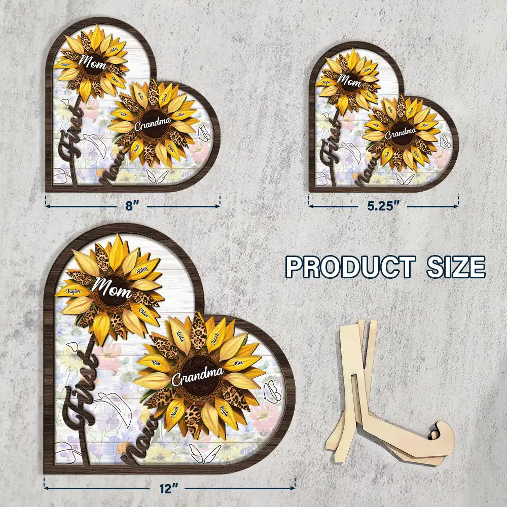 First Mom Now Grandma - Gift For Mothers, Grandmas, Aunties - Personalized 2-Layered Wooden Plaque With Stand