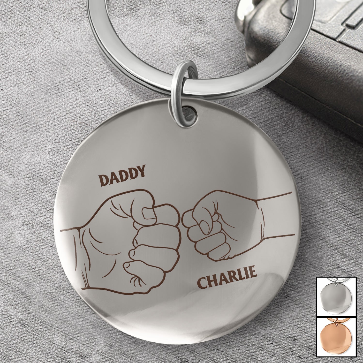 Hand Punch - Gift For Dad, Father, Mom, Mother, Grandpa, Grandma - Personalized Keyring