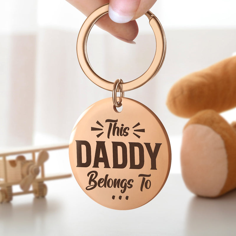 This Daddy Belongs To - Gift For Dad, Father, Grandpa - Personalized Keyring