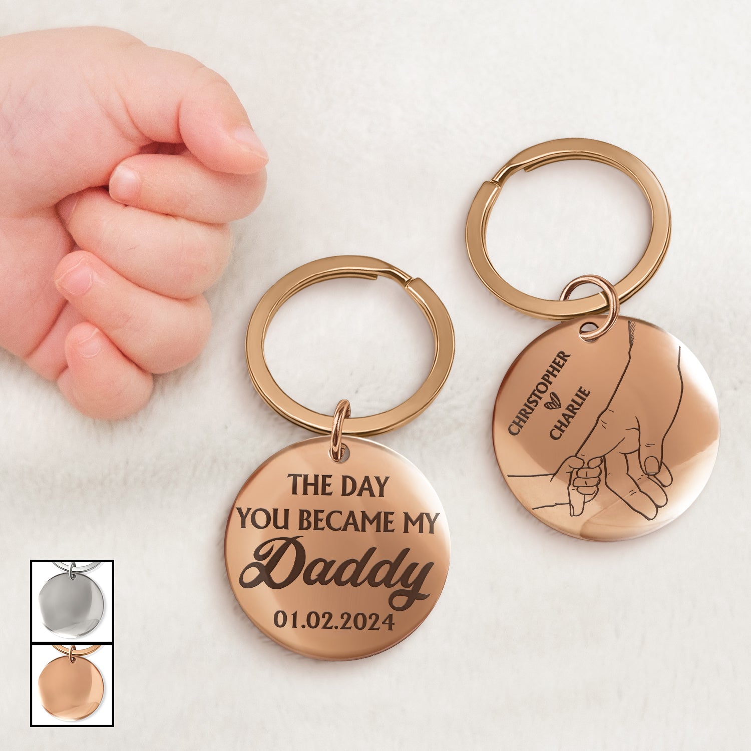 The Day You Became My Daddy - Gift For Dad, Father, New Dad - Personalized Keyring