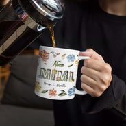 Première maman, maintenant grand-mère ! Cadeau pour maman, grand-mère ! Mug imprimé effet gonflant 3D, mug blanc personnalisé bord à bord.