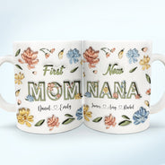 Première maman, maintenant grand-mère ! Cadeau pour maman, grand-mère ! Mug imprimé effet gonflant 3D, mug blanc personnalisé bord à bord.