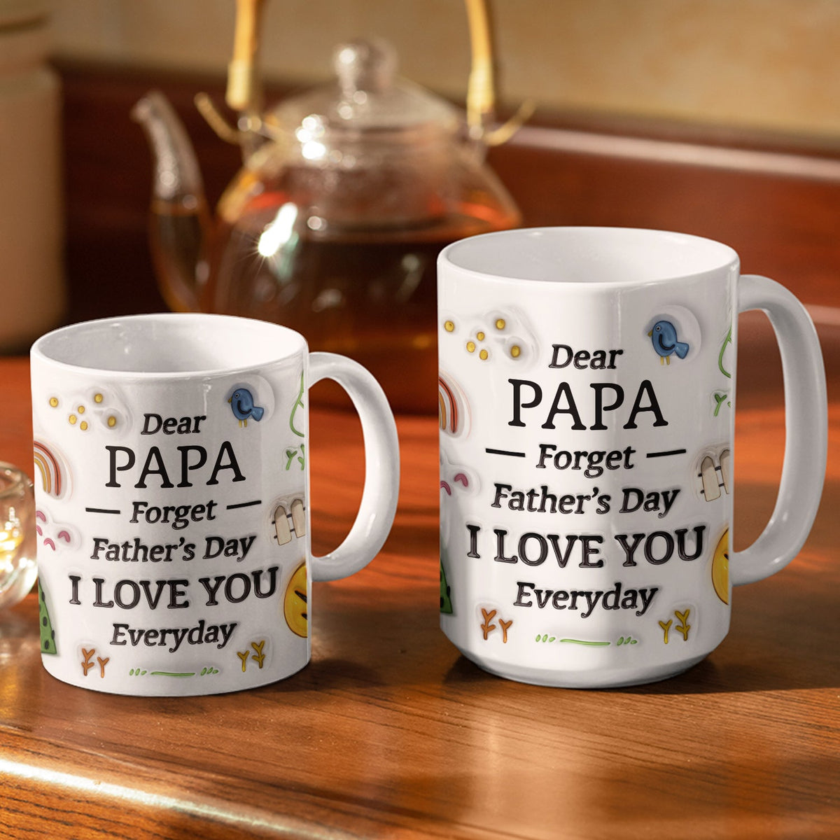Custom Photo Dear Dad I Love You Everyday - Gift For Father, Grandpa - 3D Inflated Effect Printed Mug, Personalized White Edge-to-Edge Mug