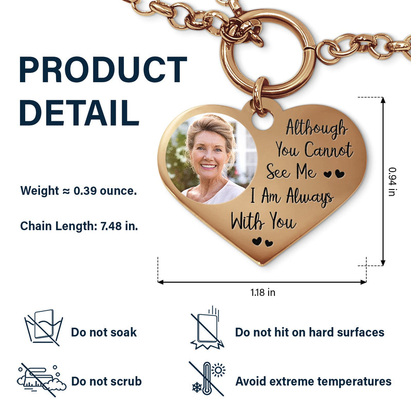 Custom Photo I'll Carry You - Memorial Gift For Family, Siblings, Friends, Dog Lovers, Cat Lovers - Personalized Heart Bracelet