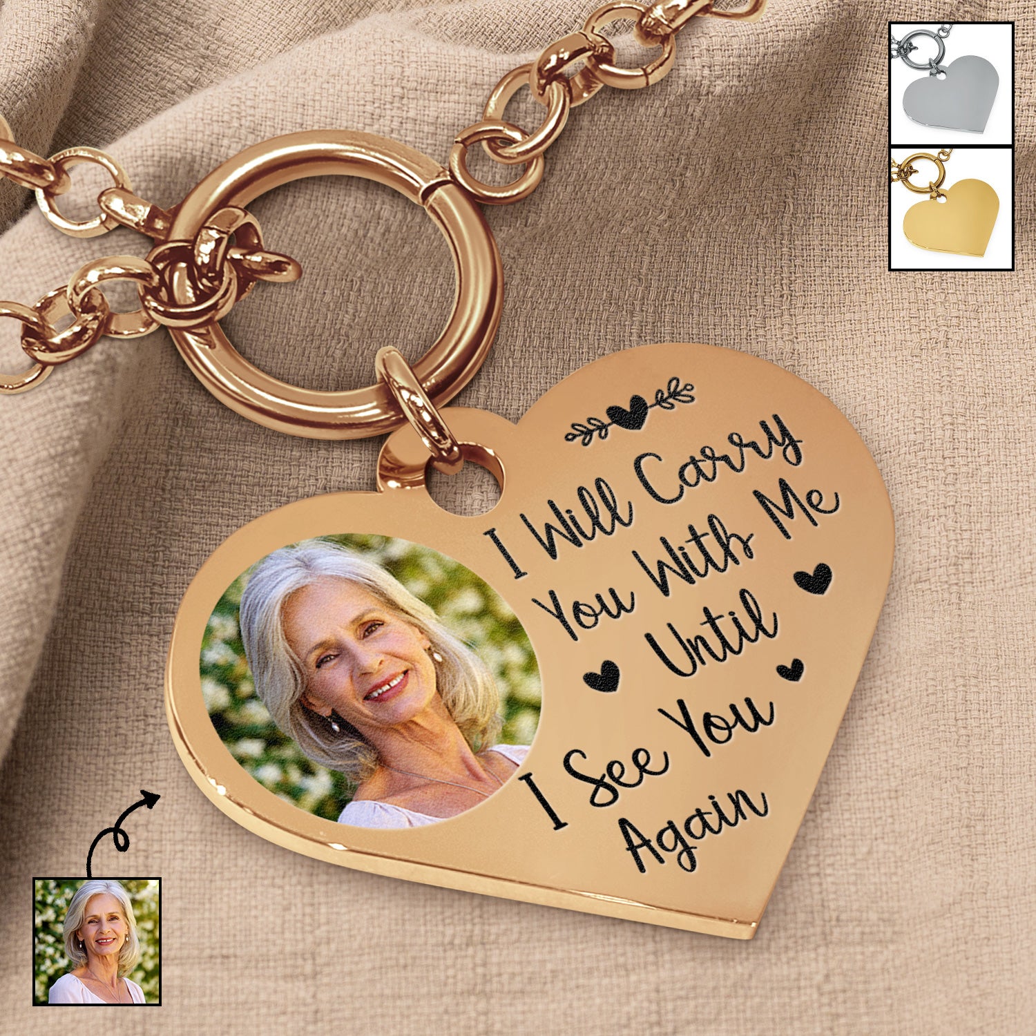 Custom Photo I'll Carry You - Memorial Gift For Family, Siblings, Friends, Dog Lovers, Cat Lovers - Personalized Heart Bracelet