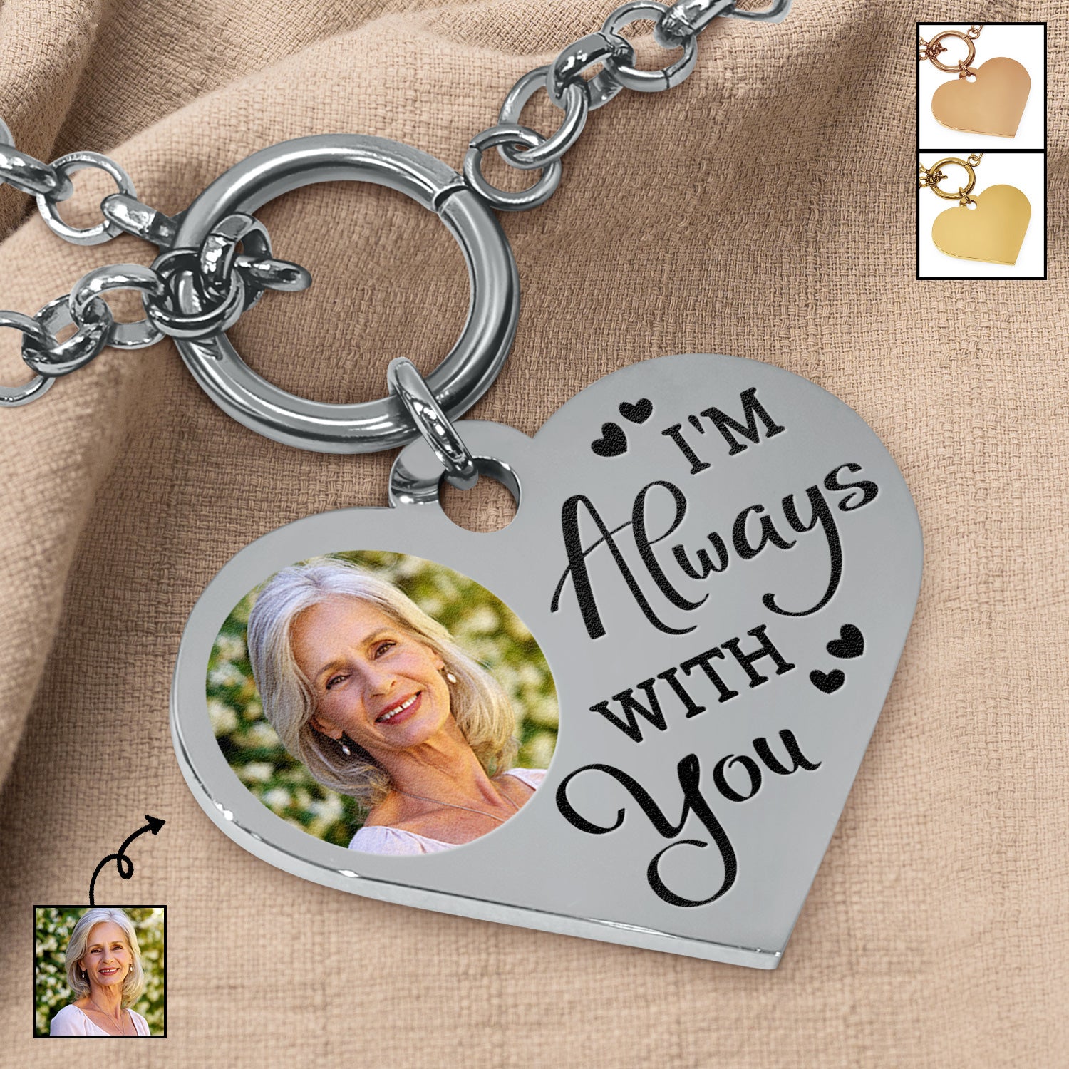 Custom Photo I'm Always With You - Memorial Gift For Family, Siblings, Friends, Dog Lovers, Cat Lovers - Personalized Heart Bracelet