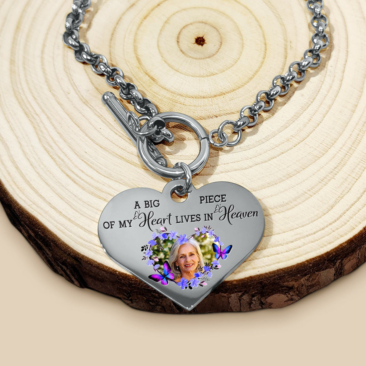 Custom Photo A Big Piece Of My Heart - Memorial Gift For Family, Siblings, Friends, Dog Lovers, Cat Lovers - Personalized Heart Bracelet