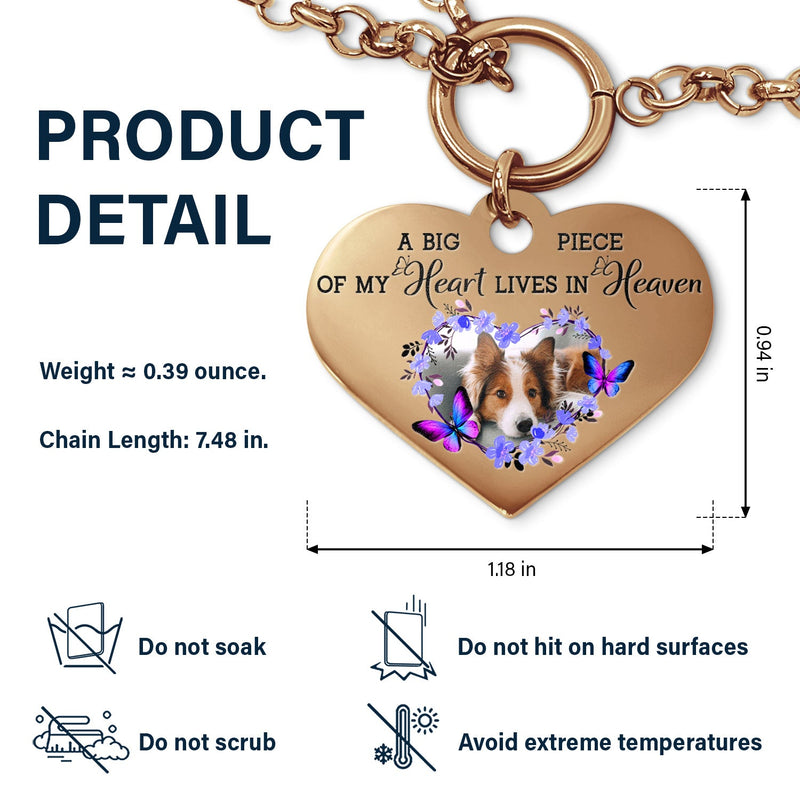 Custom Photo A Big Piece Of My Heart - Memorial Gift For Family, Siblings, Friends, Dog Lovers, Cat Lovers - Personalized Heart Bracelet