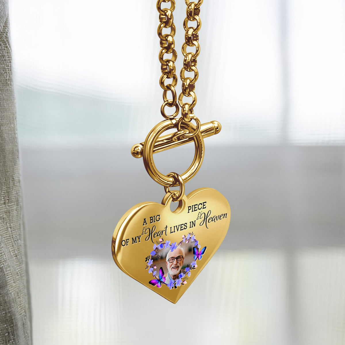 Custom Photo A Big Piece Of My Heart - Memorial Gift For Family, Siblings, Friends, Dog Lovers, Cat Lovers - Personalized Heart Bracelet