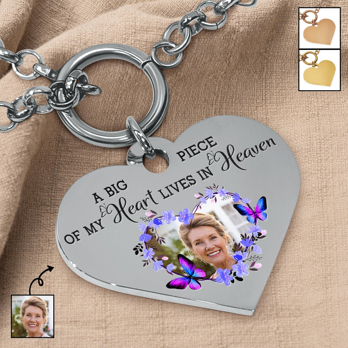 Custom Photo A Big Piece Of My Heart - Memorial Gift For Family, Siblings, Friends, Dog Lovers, Cat Lovers - Personalized Heart Bracelet