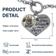 Custom Photo You Left Paw Prints - Memorial Gift For Dog Lovers, Cat Lovers - Personalized Heart Bracelet